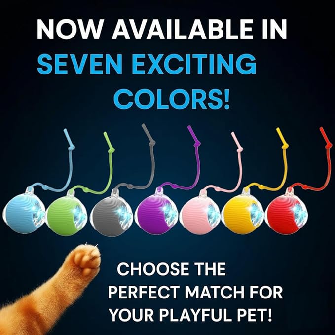 Purrmitive 2026 Durable Interactive Cat Toys for Indoor Cats, Dog Toys Ball, Rolling Pet Ball, Smart Automatic Cat Chase Balls Toy, Interactive Dog Toys Speedy Tail,Kitten & Cat Toys Interactive (Red)