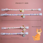 2 Pack Cotton Breakaway Cat Collars with Bell Flower Pendant Kitty Kitten Collars Pink Purple Collar for Female Girl Cats Male Boy Cats