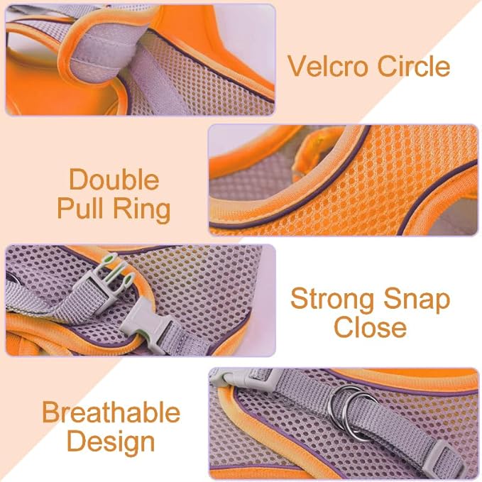 Cat Harness and Leash Set Soft Adjustable Escape Proof Cat Leash Breathable Comfortable Vest Easy to Wear Kitten/Small Dogs Harness for Outdoor Walking