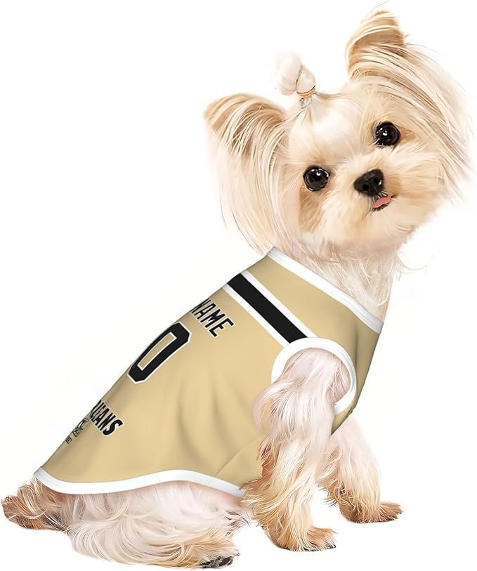New Orleans Dog Clothes Jersey Pet Jersey Customized Any Name & Number S-5XL for Small Middle and Big Dogs