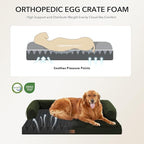 Orthopedic Dog Beds for Extra Large Dogs, Waterproof Egg Crate Foam XL Dog Bed with Sides 48x30Inch, Big Dogs Couch Beds with Removable Washable Cover and Nonskid Bottom, Olive Green