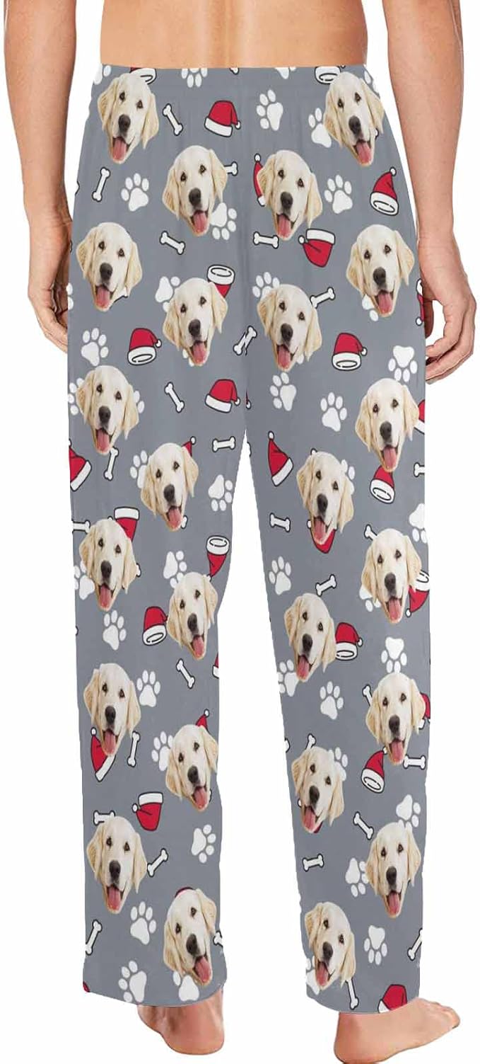 MyPupSocks Custom Pet Face Pajamas Pants Photo Pajama Bottoms for Men S-XXL