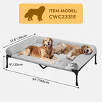 Veehoo Orthopedic Elevated Dog Bed with Fluffy Plush Bolster Cushion, Indoor Raised Dog Beds for Large Dogs, Soft Pet Sofa Cot with Removable Washable Mat, No-Slip Feet, 59 x 37 inches, Grey