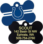 GoTags Personalized Indianapolis Colts Dog Tag, Brass Metal Bone Shape Pet ID Tag Engraved with Name and Custom Text, Every NFL Football Team Pet Apparel (Large)