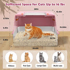 Vivifying Pink Stainless Steel Covered Cat Litter Box – Odor-Control, Easy-Clean Modular Enclosed Kitty Toilet, Elegant Design for Stylish Cat Moms
