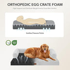 Orthopedic Dog Beds for Large Sized Dogs, Waterproof Egg Crate Foam Large Dog Couch Beds with Comfy Bolster 36x27Inch, Washable Pet Beds with Removable Cover and Nonskid Bottom, Grey White
