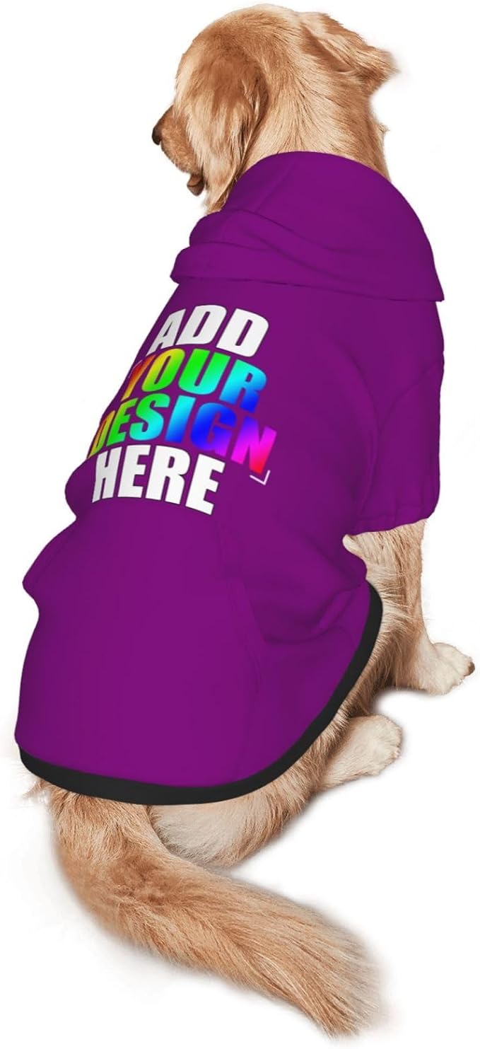 Personalized Pet Sweatshirt, Custom Dog Clothes Hooded with Pocket, Customize Hoodies for Dogs, Puppy, Cat,XXL, MediumPurple