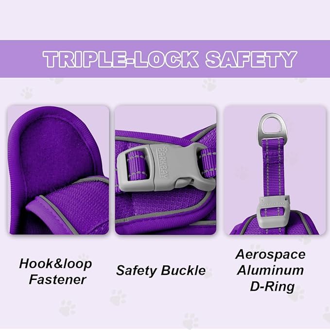 Cat Harness and Leash Set,Escape Proof Kitten Harness,Step in Adjustable Soft Lightweight,Easy Control,Reflective Strips Comfortable for Walking Travel(Purple,M)