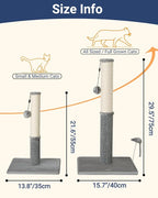 Happi N Pets Cat Scratching Post, Cat Scratcher for Indoor Cats, Sisal Scratching Post & Carpet Post in One, Stable Kitten Scratching Post with Replaceable Toy, Extra Free Toy, Light Gray