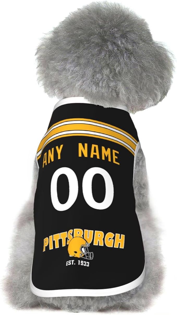 Pitsburgh Dog Clothes Jersey Pet Jersey Customized Any Name & Number S-5XL for Small Middle and Big Dogs