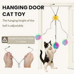 Interactive Cat Toys for Indoor Cats, Self-Play Hanging Door Toy for Kitten, Adjustable Height Exercise Bell Ball to Keep Kittens Active