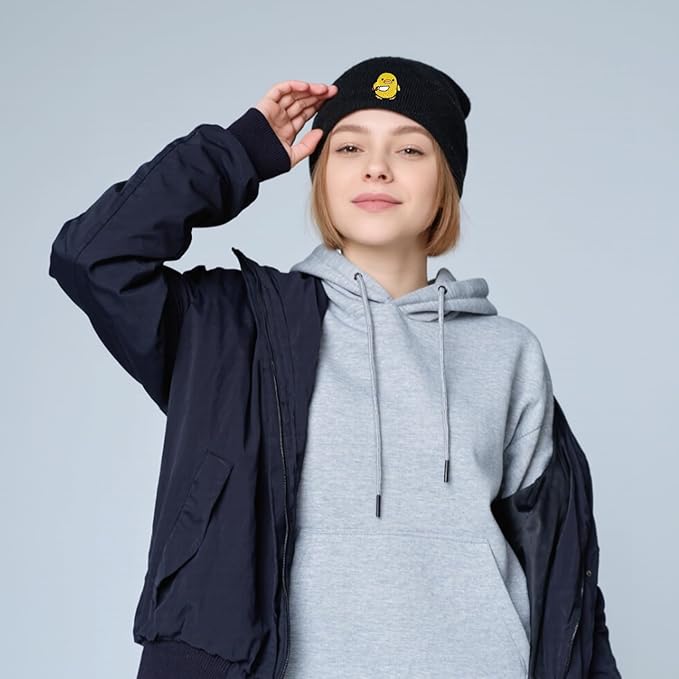 Funny Beanies Warm Knit Hats Fall Winter Black Hip Pop Knit Hat Cap for Women Men