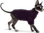 Fleece Sphynx Cat Clothes Soft Hairless Cat Clothes Pullover Cat Sweater for Chihuahua All Season Light and Warm Kitten Cloth Only Puppy Clothes Small Dog Sweater (Dark Purple, M)