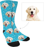 MyPupSocks Custom Personalized Photo Pet Face Socks, Cat and Dog Tracks Paws Bones Crew Socks with Picture for Men Women