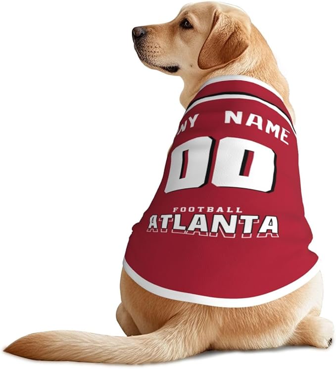 Atlanta Custom Pet Jersey Dog Clothes Jersey Various Sizes Customized Any Name & Number for Small & Middle and Big Dogs