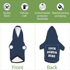 Dog Costume, Custom Dog Hoodie, Dog Name Costume Holiday Pet Pajamas Outfit, Personalized Pet Coat Costumes for Small Medium Large Dogs and Cats for Winter, Navy, M