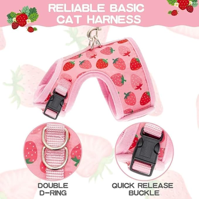 BINGPET Cat Harness with Leash Escape Proof - Fashionable Mesh Cat Dog Walking Harness Leads, Adjustable for Kitties Puppies Small Animals