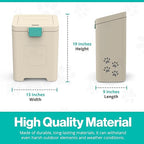 PawPail Pet Waste Station with Activated Carbon Filter and DualVent Odor Control - Outdoor Dog Poop Trash Can with 200 Dog Poop Bags - 19 Liter, Beige