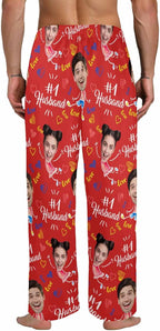 Artsadd Personalized Christmas Pajama Pants Socks for Men Custom Photo Pajama Bottoms for Men S-XXL