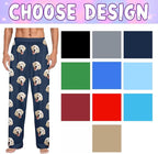 Custom Couple Pajama Pants Sock with Funny Face, Personalized PJ Anniversary Birthday Women Men Pants