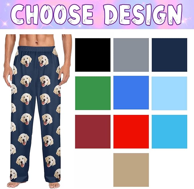 Custom Couple Pajama Pants Sock with Funny Face, Personalized PJ Anniversary Birthday Women Men Pants