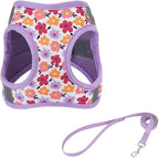 Step in Dog Harness and Leash Set, Flower Adjustable Easy Walk Puppy Harnesses, Soft Mesh No Pull Pet Vest Harness for Small Medium Dogs(Flower, S)