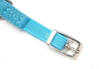 CHUKCHI Pink Soft Velvet Safe Cat Adjustable Collar with Crystal Heart Charm and Bells 8-11 Inches (Blue)