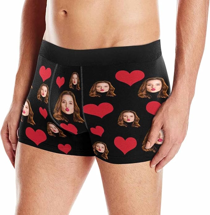 M YESCUSTOM Custom Faces Funny Short Briefs Gift for Husband Underwear