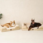 EHEYCIGA Orthopedic Dog Beds for Large Dogs, Waterproof Memory Foam Large Dog Bed with Sides, Non-Slip Bottom and Egg-Crate Foam Pet Couch Bed with Washable Removable Cover, Greige