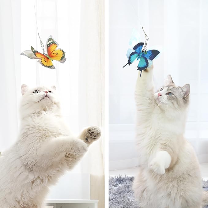 SONGWAY Cat Butterfly Toy Replacement - 7 Pieces Butterfly Cat Toys Accessories,Teaser Wand Attachments, Interactive Cat Toys for Indoor Cats Kittens