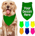 Personalized Dog Scarf Add Your Design Custom Dog Bandanas with Photo Name Text Image Customized Triangular Head Scarf Gifts for Small Medium Large Dogs Cats Pets, Green