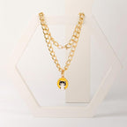 HOWWFALY Dog Collar and Cat Chain Necklace Stainless Steel Adjustable 18K Gold Heart-Shaped Necklace for Small Pets Cats Kitten Puppy (Gold, 13.7 inch)