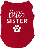 Little Sister Heart Paw Dog Tee Shirt Sizes for Puppies, Toys, and Large Breeds (Red, Medium 218sis)