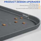 Silicone Pet Feeding Mat with Raised Edge for Food and Water, Dog Bowl Mats, Cat Bowls Placemat with High Lip for Floor Waterproof, Rubber Tray for Cats and Dogs 22 x 14 x 0.8 Dark Grey