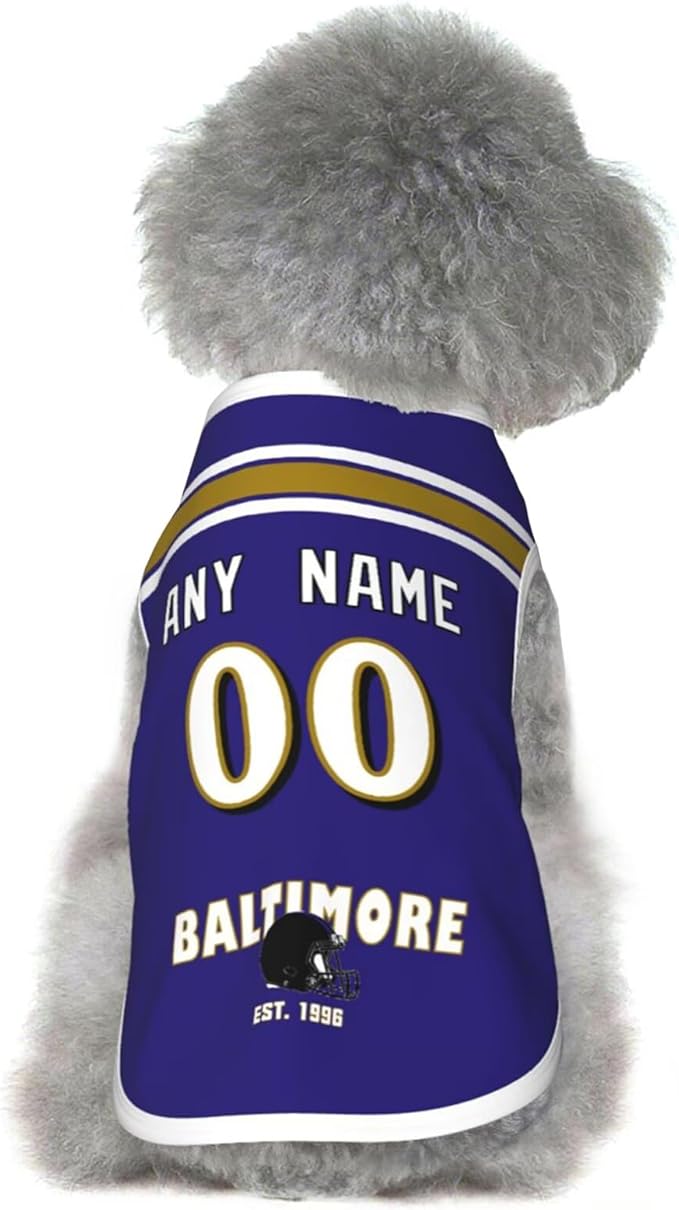 Baltimore Dog Clothes Jersey Pet Jersey Customized Any Name & Number S-5XL for Small Middle and Big Dogs
