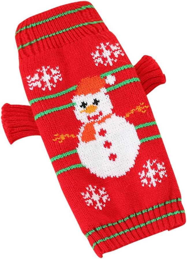 ANIAC Christmas Puppy Sweater Snowman Small Dog Knitwear Snowflake Cat Outfit Pet Winter Clothes Cold Weather Xmas Sweatshirt for Kitten Chihuahua Yorkie XS,Red (Snowman, X-Small)