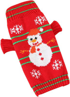 ANIAC Christmas Puppy Sweater Snowman Small Dog Knitwear Snowflake Cat Outfit Pet Winter Clothes Cold Weather Xmas Sweatshirt for Kitten Chihuahua Yorkie XS,Red (Snowman, Small)