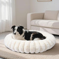 Warming Faux Rabbit Fur Pet Beds – Luxurious Donut Dog & Cat Bed, Anti-Anxiety Calming Cuddler Bed for Small Medim Dogs, Washable Round Puppy Kitten Beds, Non-Slip Bottom(31x31x8, White)