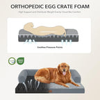 Orthopedic XXL Dog Beds, Waterproof Egg Crate Foam Big Pet Bed for All Breed Sized Dogs 53x42Inch, Washable Extra Large Dog Couch Bed with Removable Cover and Non-Slip Bottom, Grey