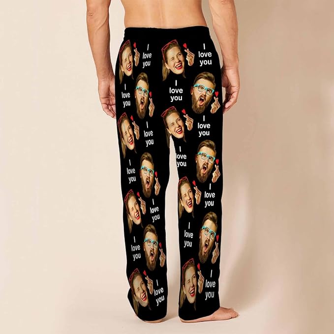 MyPupSocks Custom Pajama Pants for Pet Lover, Personalized Photo Face Printed Pajama Bottoms Sleepwear with Pockets