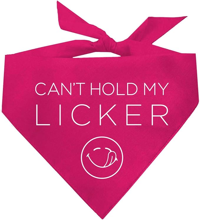 Can’t Hold My Licker Funny Drooler Dog Bandana (Hot Pink, OS 1118)