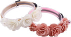 2 Pack Cat Collar Pink Floral with Bell and Removable Flower Bowtie Breakaway Adjustable Cat Collar for Girl Kitten Puppy Small Cats Dogs Daily Decoration (XQ10-7)