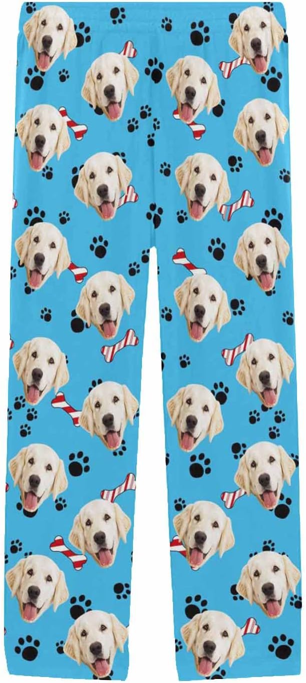 MyPupSocks Custom Pet Face Pajamas Pants Photo Pajama Bottoms for Men S-XXL