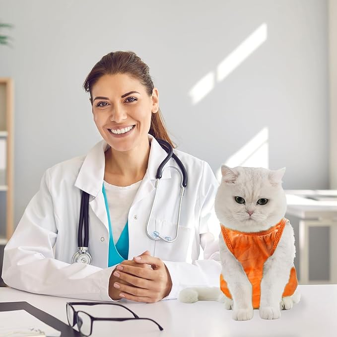 Avont Cat Recovery Suit - Kitten Onesie for Cats After Surgery, Cone of Shame Alternative Surgical Spay Suit for Female Cat, Post-Surgery or Skin Diseases Protection -Tie-dye Orange(M)