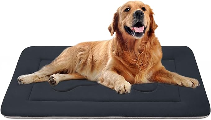 JoicyCo Large Dog Bed Soft Dog Crate Pad Mat 42 in Non-Slip Bottom Washable Dog Sleeping Mattress Pet Beds Cat Bed Kennel Pad, Dark Gray