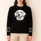 Custom Dog Knit Sweater for Women Personalized Pet Paw Print Pullover Dog Mom Gift Christmas for Pet Lovers