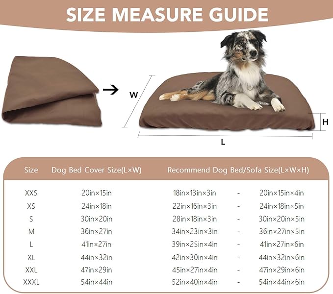 Dog Bed Cover Waterproof Replacement Machine Washable Covers for Dog Bed Heavy Duty Scratch Resistant Mattress Protector Pet Bed 20x15 Inch Brown Cover Only