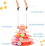 Cat Toy Interactive Pet Plaything for Indoor Kitten Interactive Kitty Puzzle Ball with 2 Cat-Tease (Orange)