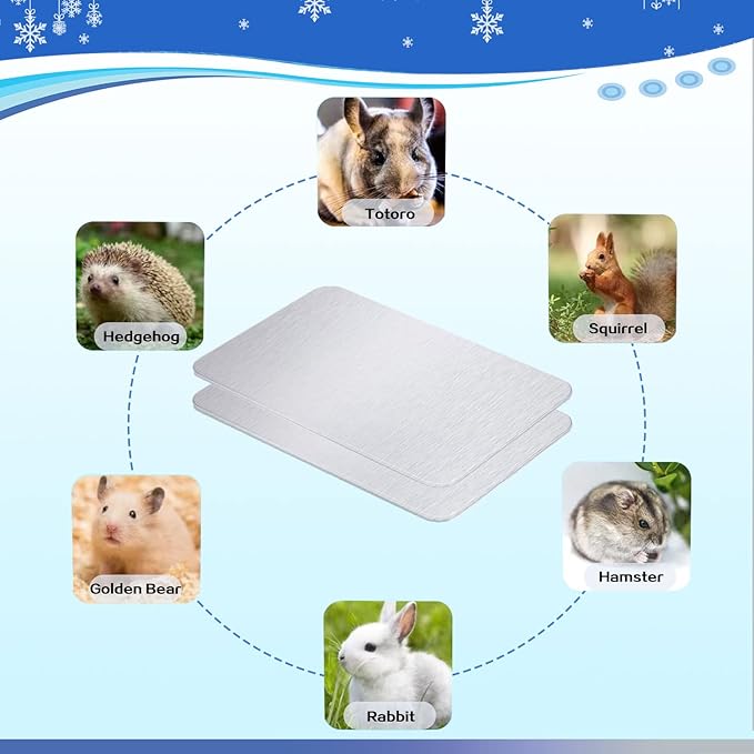11.8x7.9 IN Pet Cooling Mat for Rabbit, Bunny, Hamster, Guinea Pig & Other Small Pets - Bite Resistance Ice Bed (2PCS)