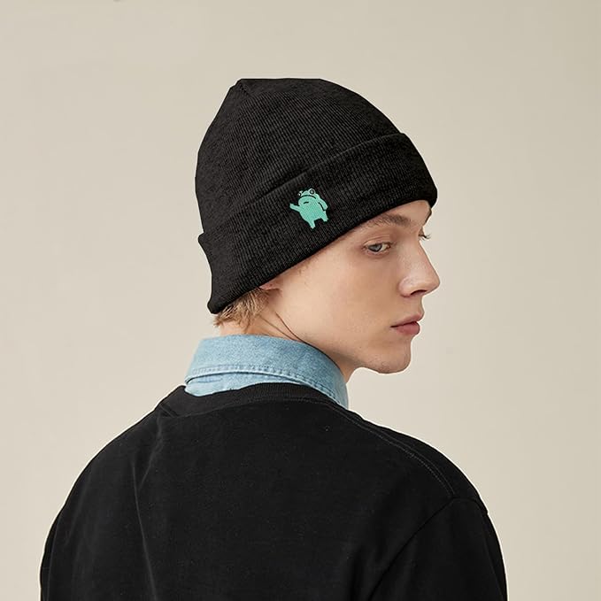 Funny Beanies Warm Knit Hats Fall Winter Black Hip Pop Knit Hat Cap for Women Men
